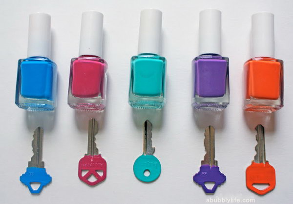 Identify Your Keys with Different Colors of Nail Polish. 