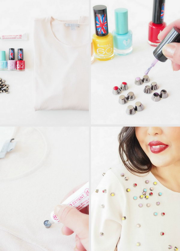 Use Nail Polish and Studs to Make a Chanel-Inspired Top. 