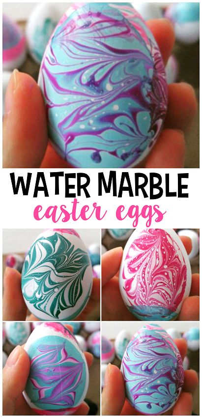 Water Marble Easter Egg Using Nail Polish. 