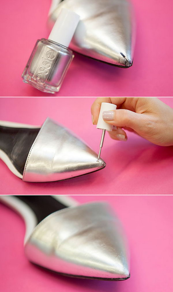 Cover Up Wear and Tear on Your Shoes with Nail Polish. 