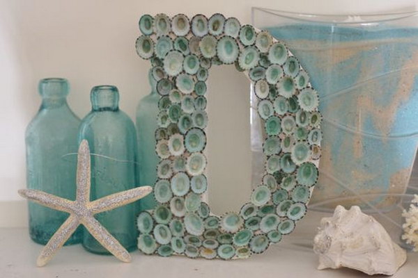 Aqua Seashell Letter Monogram 