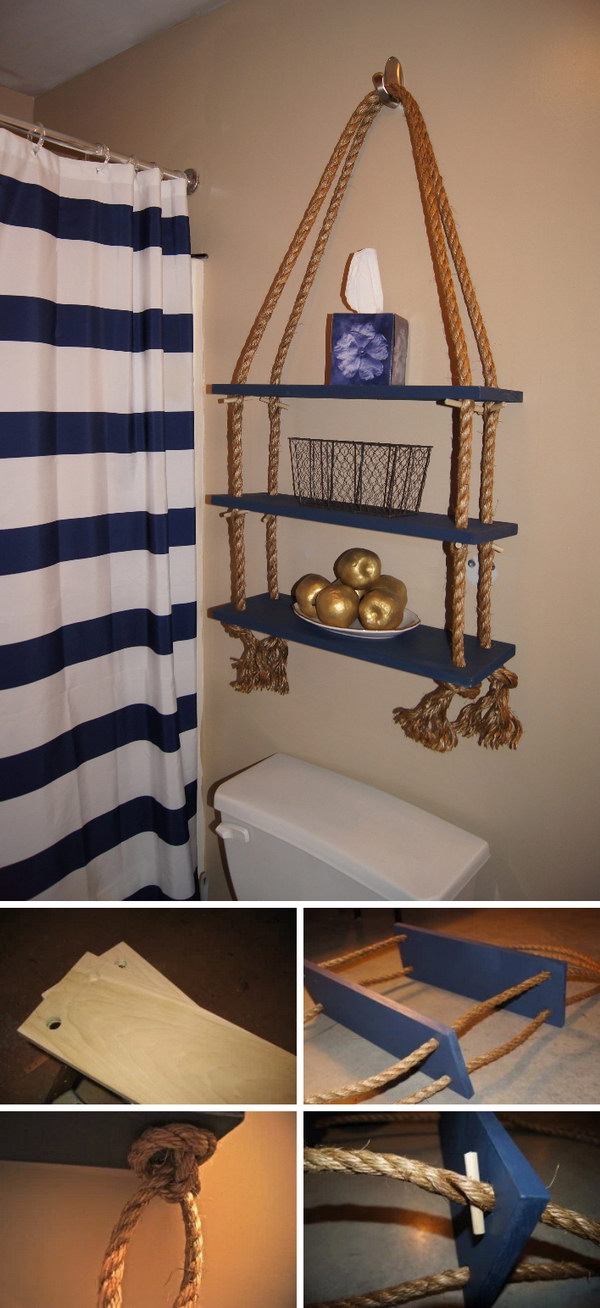 DIY Nautical Rope Shelf 