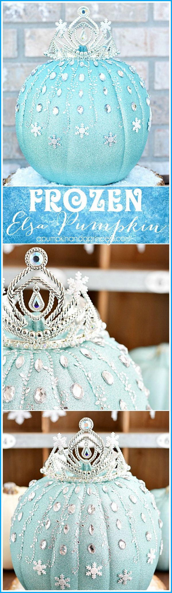 DIY No Carving Frozen Elsa Pumpkin. Oh, my word! This frozen Elsa pumpkin is seriously adorable! And it's much more easy to decorate than you may think.  