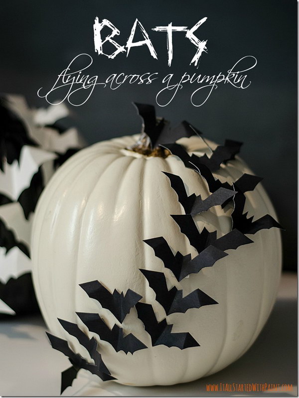 Bats Flying Across A Pumpkin. 