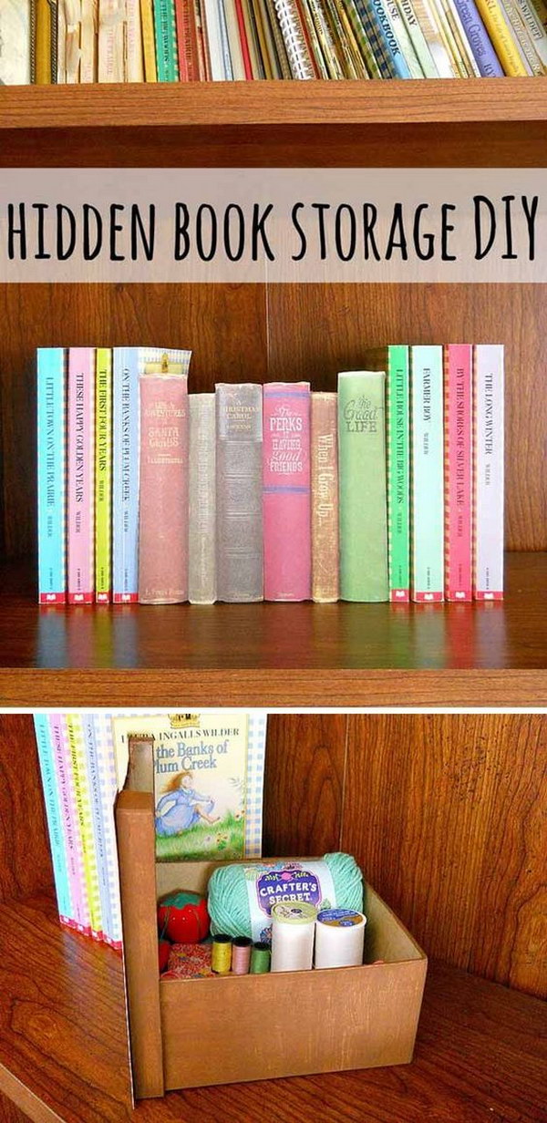 Hidden Book Storage Bin 