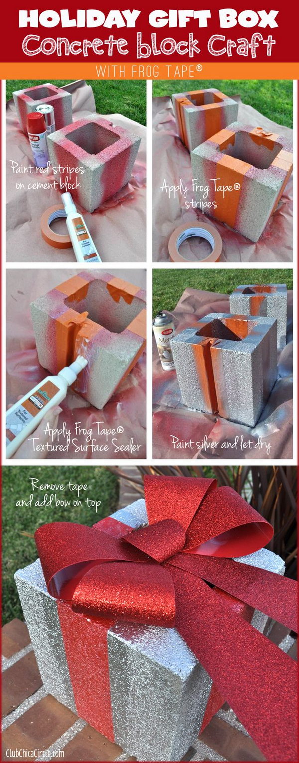 Holiday Gift Box Concrete Block 