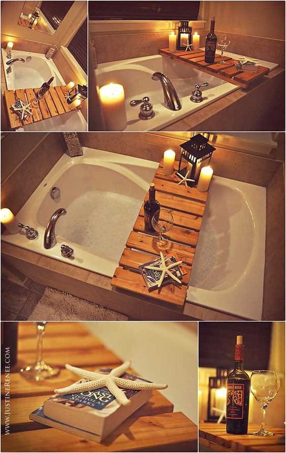 Bathtub Pallet Shelf. 