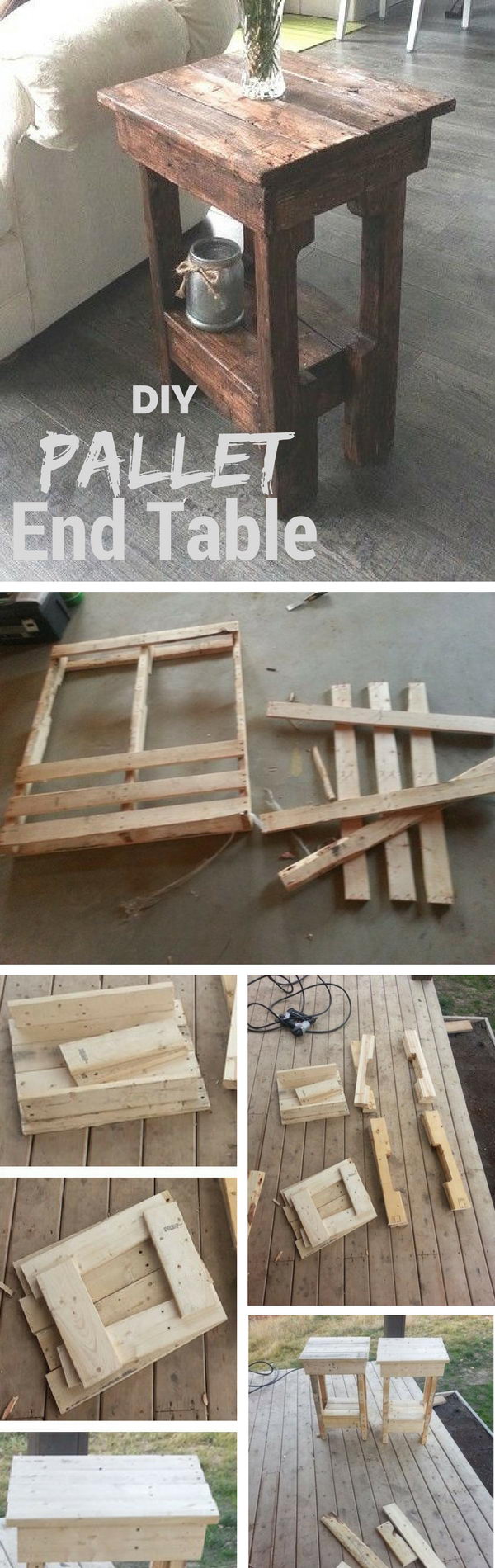 Easy DIY End Table Made from Pallet Wood. 