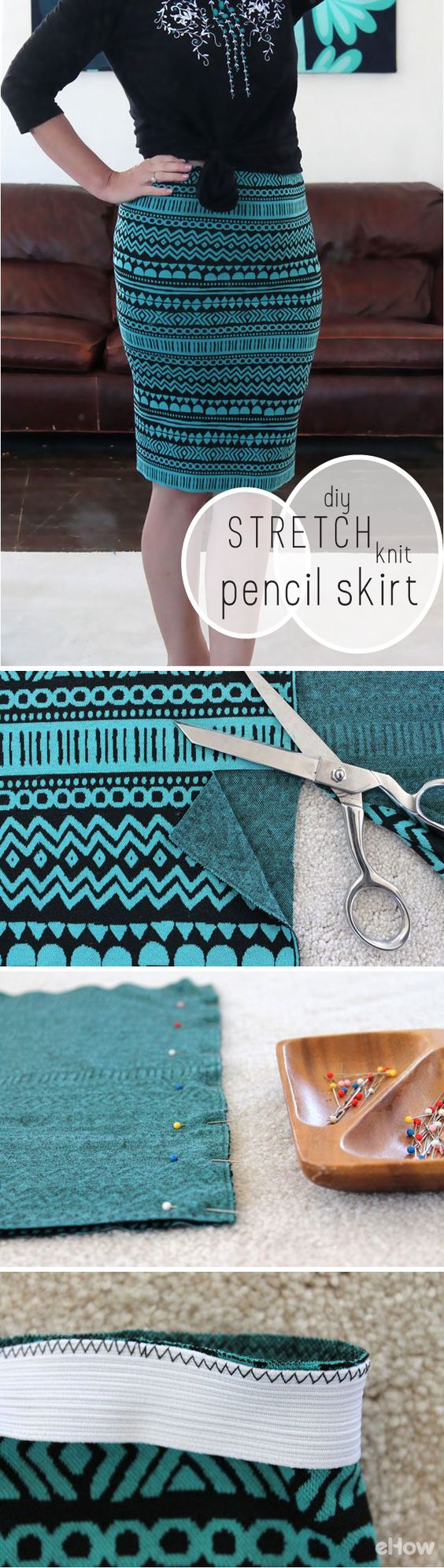 DIY Stretch Knit Pencil Skirt. 