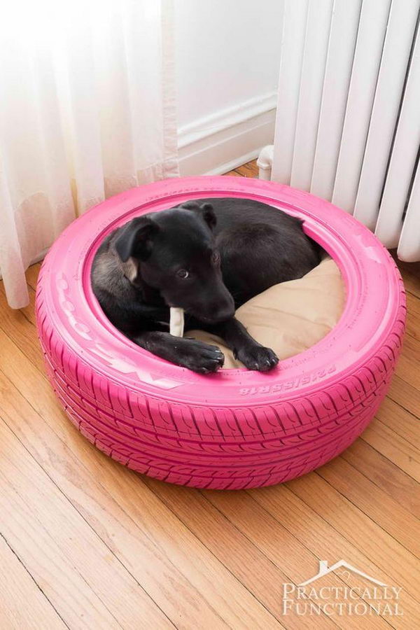 DIY Dog Bed From A Recycled Tire. 