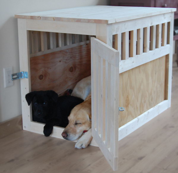 Large Wood Pet Kennel End Table. 