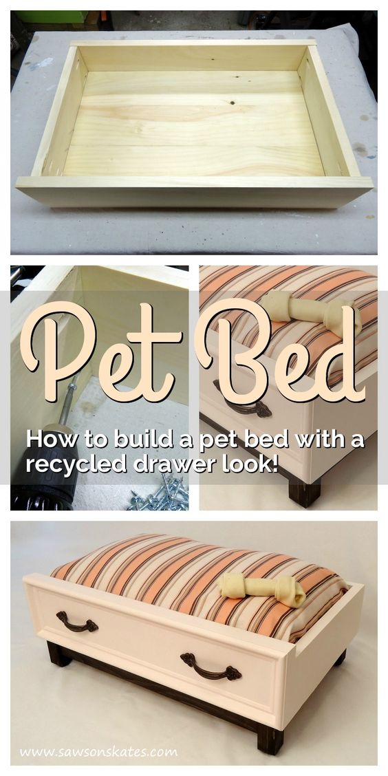 DIY Dog Bed with a Recycled Drawer Look. 