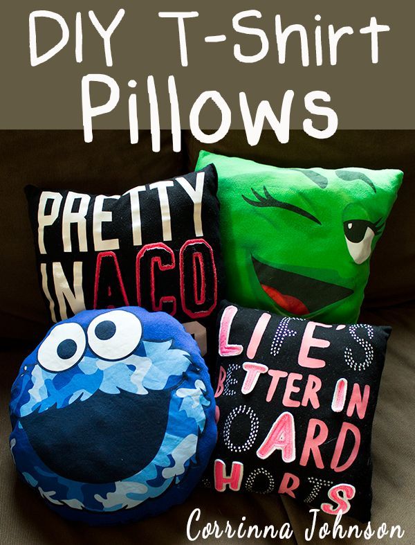 Recycle Old T-shirts into Colorful Pillows. 