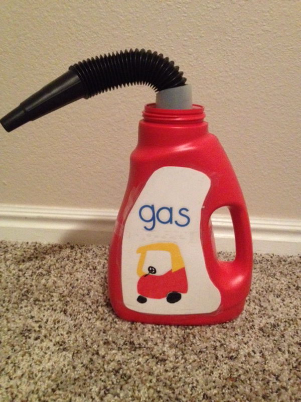 DIY Cozy Coupe Gas Can . Use an empty Wisk bottle to make this cute accessory for your kid's bike, car, or cozy coupe. Tutorial via  