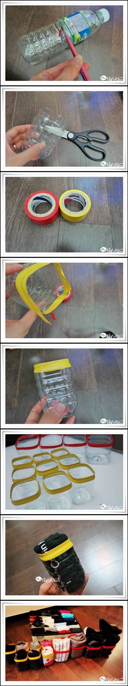 DIY Plastic Bottle Underwear Organizer. 