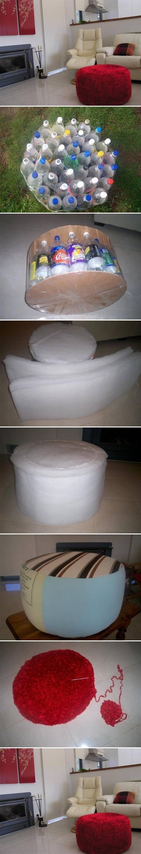 DIY Plastic Bottle Ottoman. 