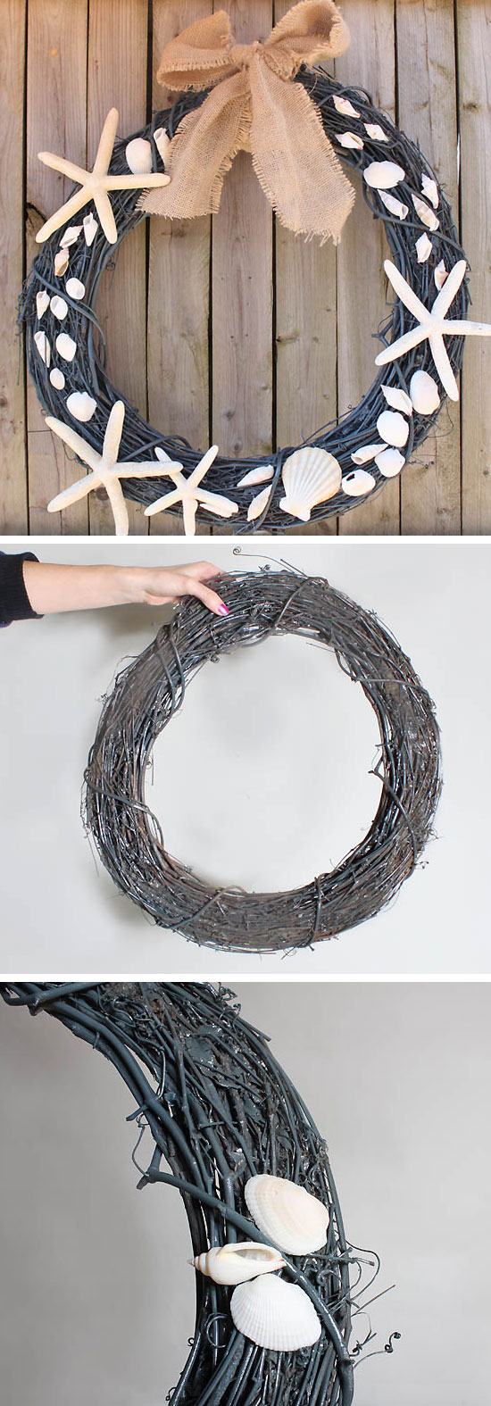 DIY Pottery Barn Shell Wreath. 