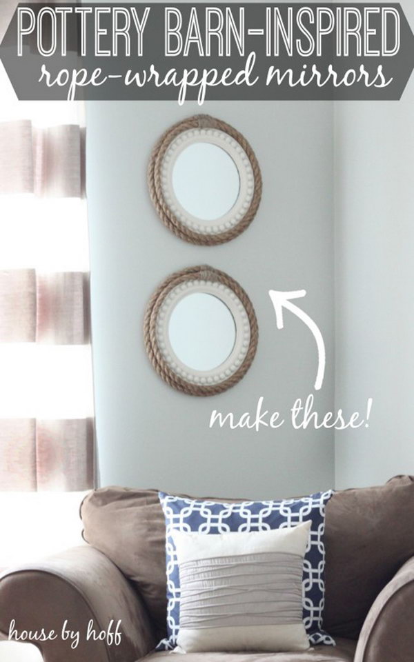 Pottery Barn Inspired Rope Wrapped Mirrors