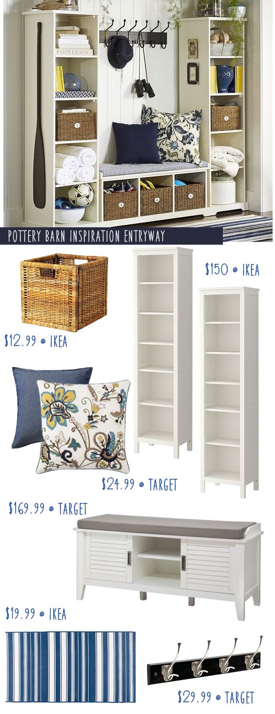 Pottery Barn Entryway Inspiration with IKEA Hacks. 