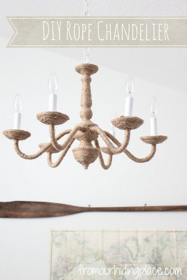 Pottery Barn and West Elm Inspired DIY Rope Chandelier