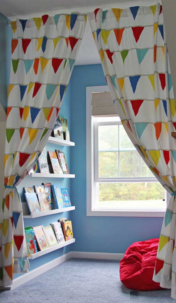 Wasted Space to Reading Nook with Colorful Curtain