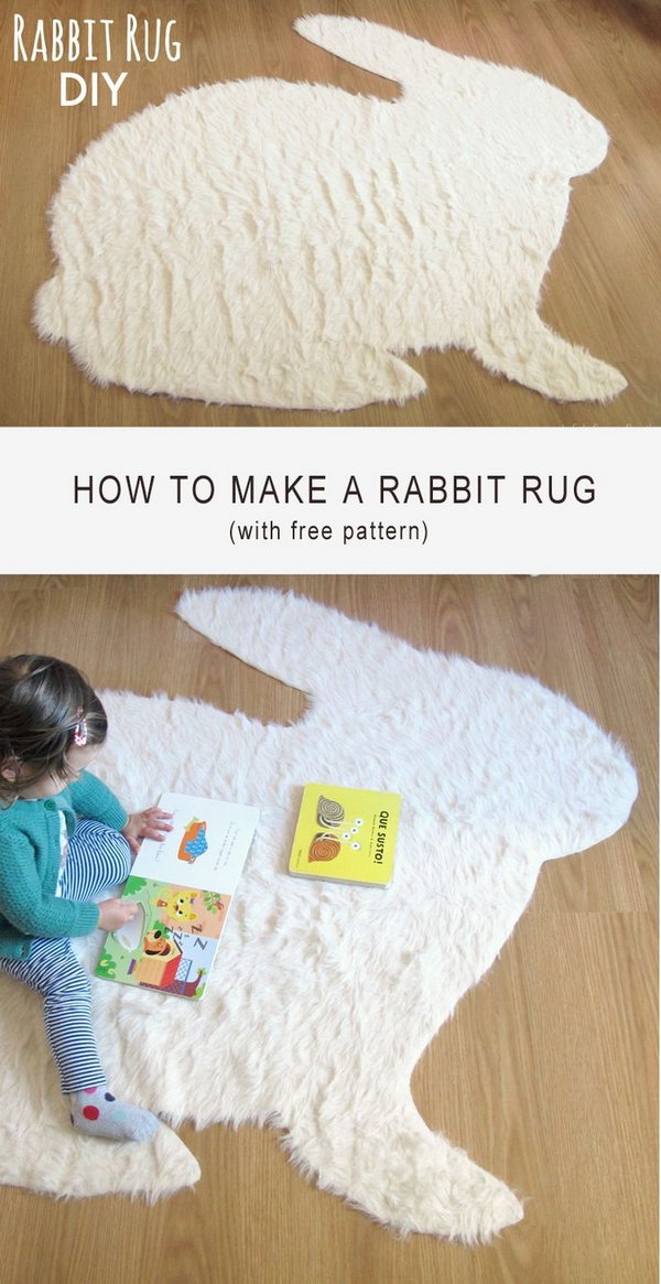 DIY No Sew Rabbit Rug. Wipes clean, warm in winter, cool in summer. Take baby's bed wherever you go.  