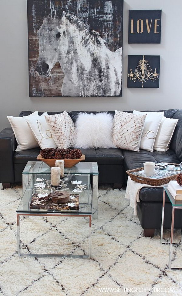Rustic Glam Living Room with New Rug. 
