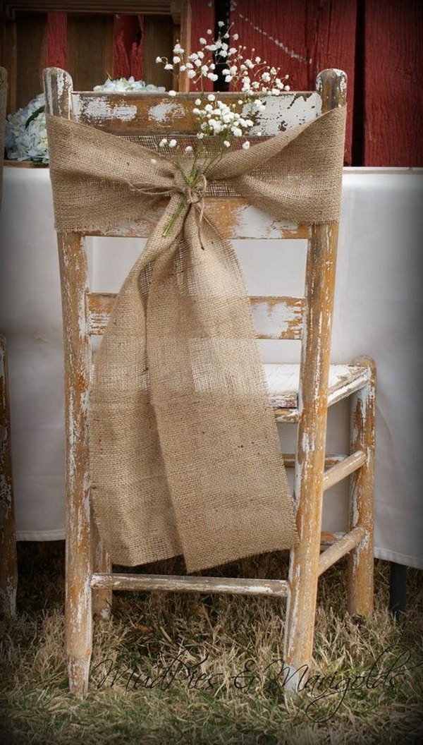 Burlap Chair Decoration. 