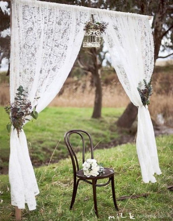 Photo Booth Backdrop With Lace Curtains. 