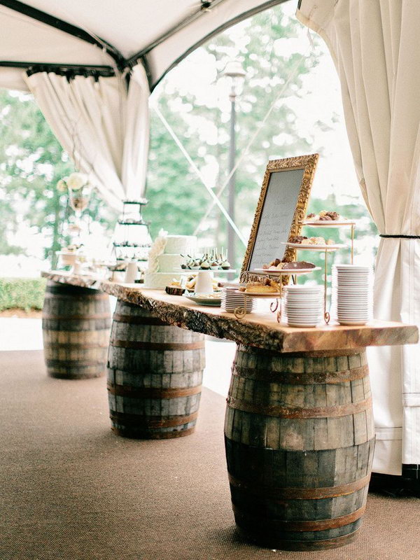 Wine Barrel Dessert Table. 