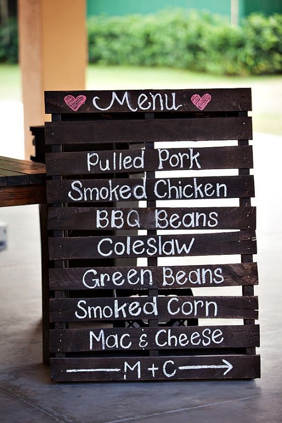 Wood Pallet Wedding Menu. 