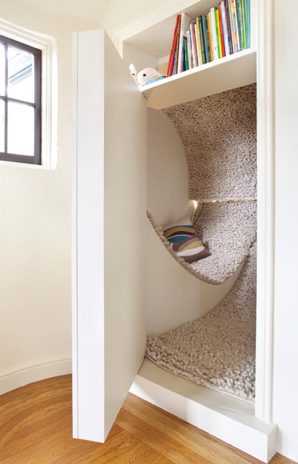 Hidden Reading Nook Covered with A Cozy Carpet