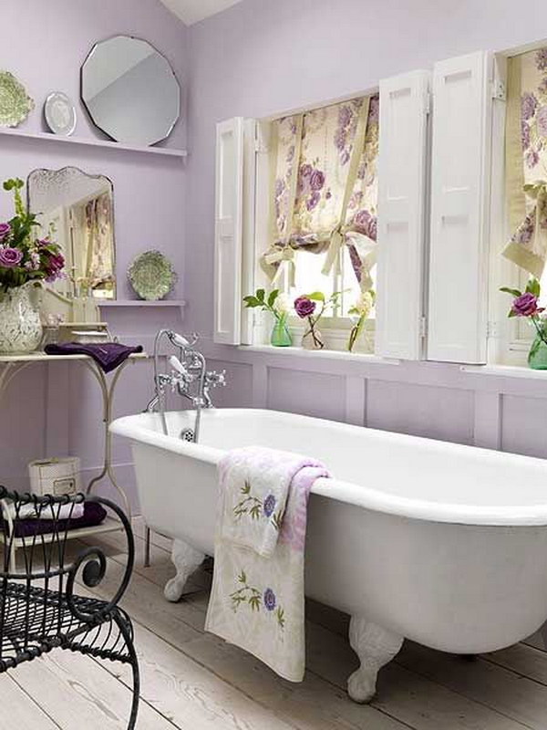 Lavender And White Shabby Chic Bathroom  