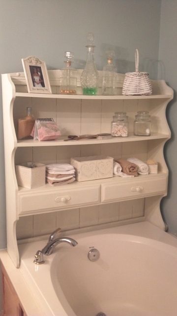 Shabby Chic Shelves For The Bathroom Upcycled From Top Of An Old Hutch. 