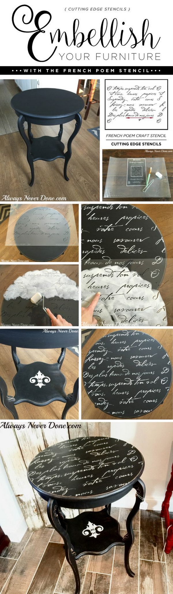 Embellish Your Furniture With the French Poem Stencil. 