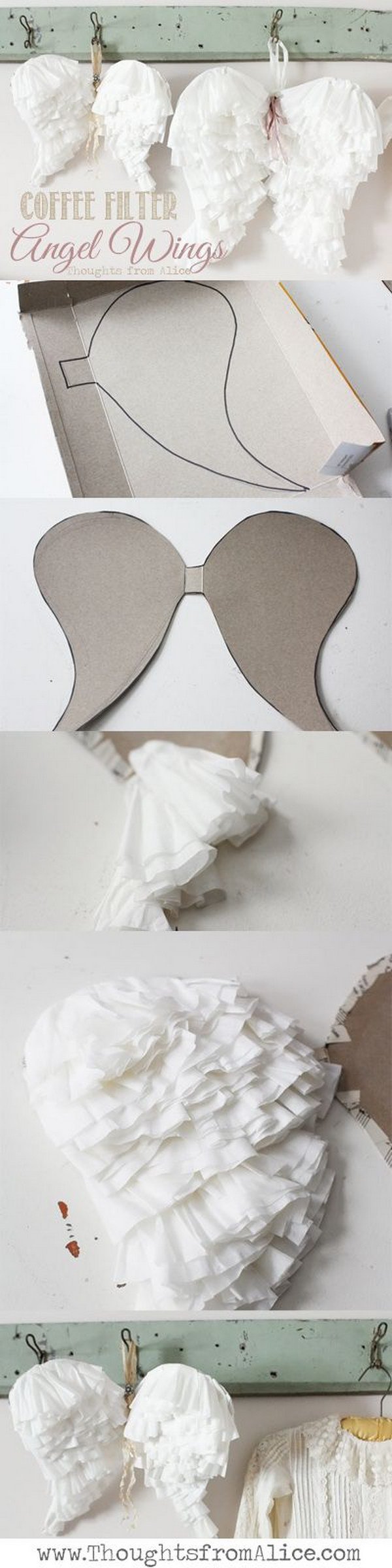 DIY Coffee Filter Angel Wings. 