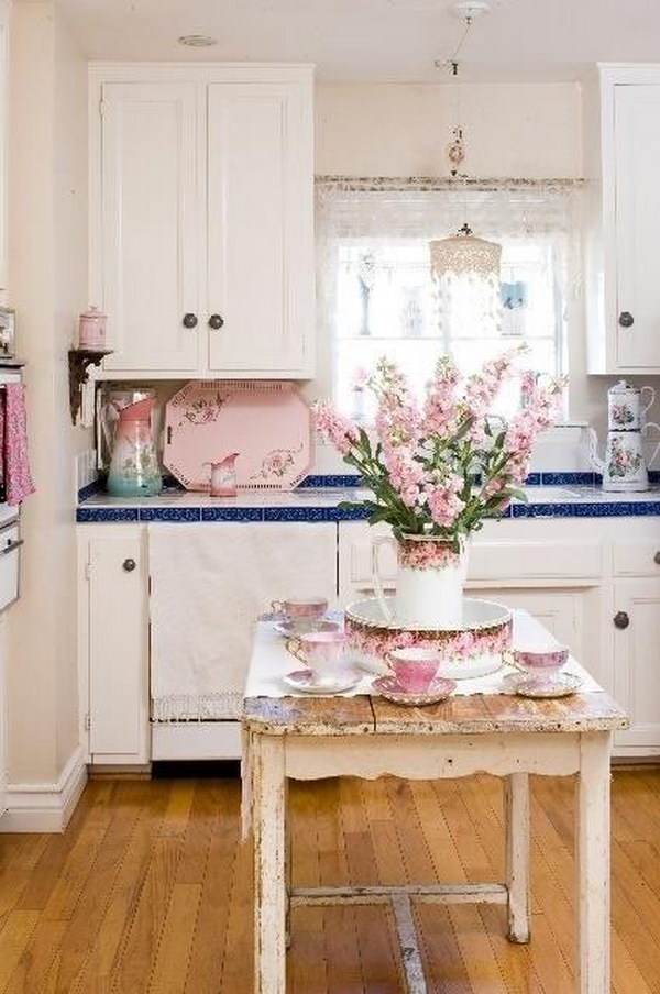 A Small Reclaimed Table as Kitchen Island