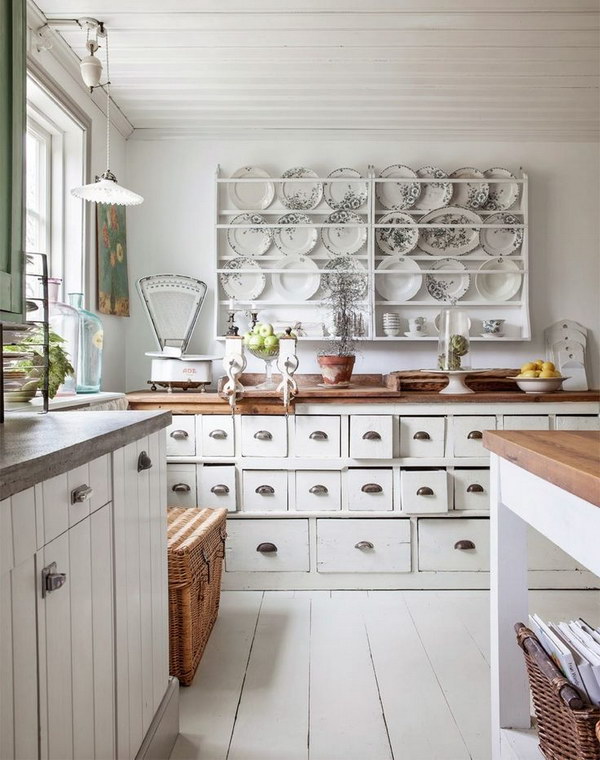 White Shabby Chic Kitchen. 