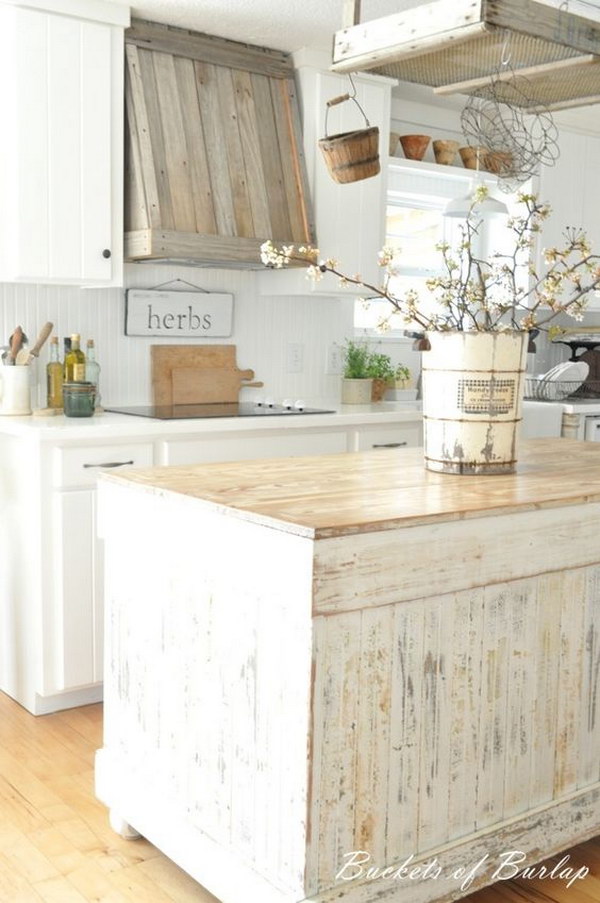 Shabby Chic Wood Kitchen Island. 