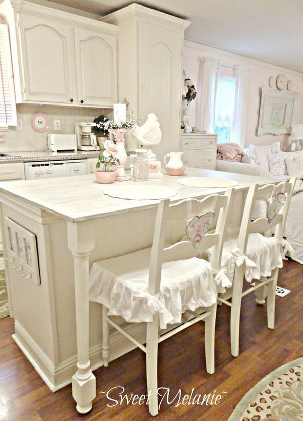 All-white Shabby Chic Kitchen. 