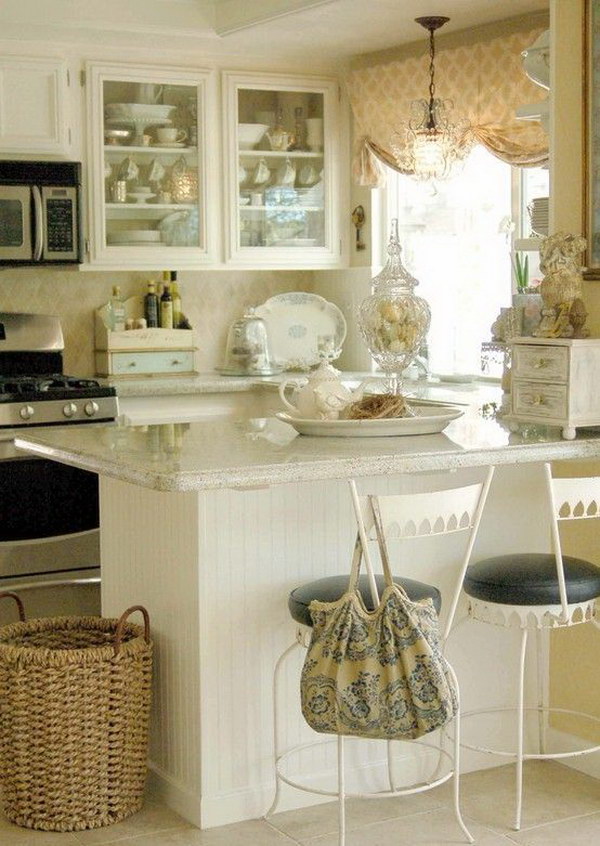 Small White Shabby Chic Kitchen. 