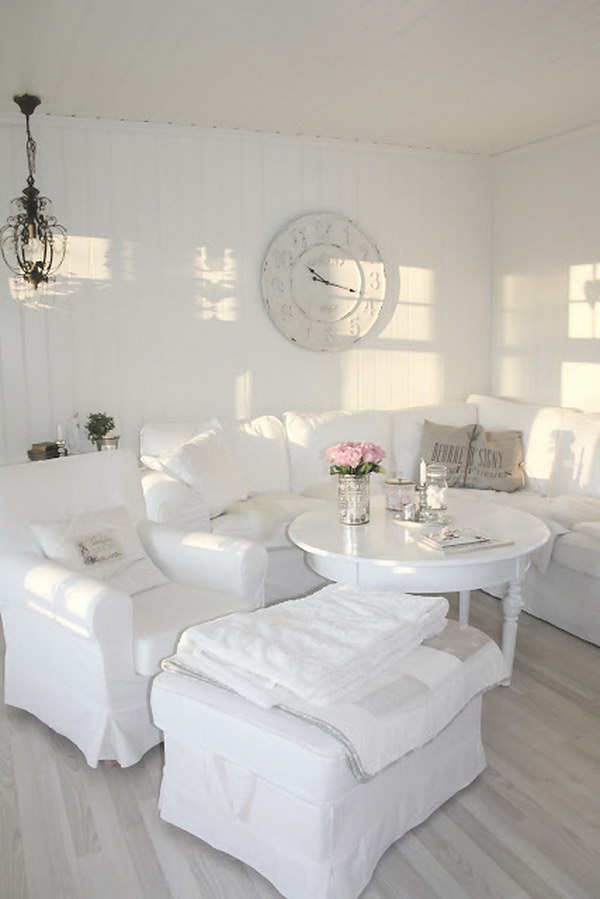 White Plank Wall with Vintage Clock Decoration 