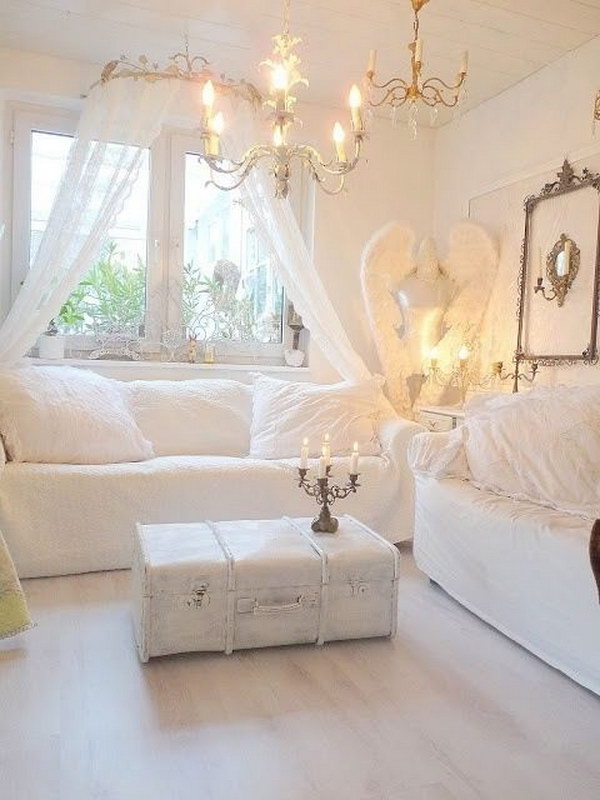 Clean and Cozy Look White Living Room 