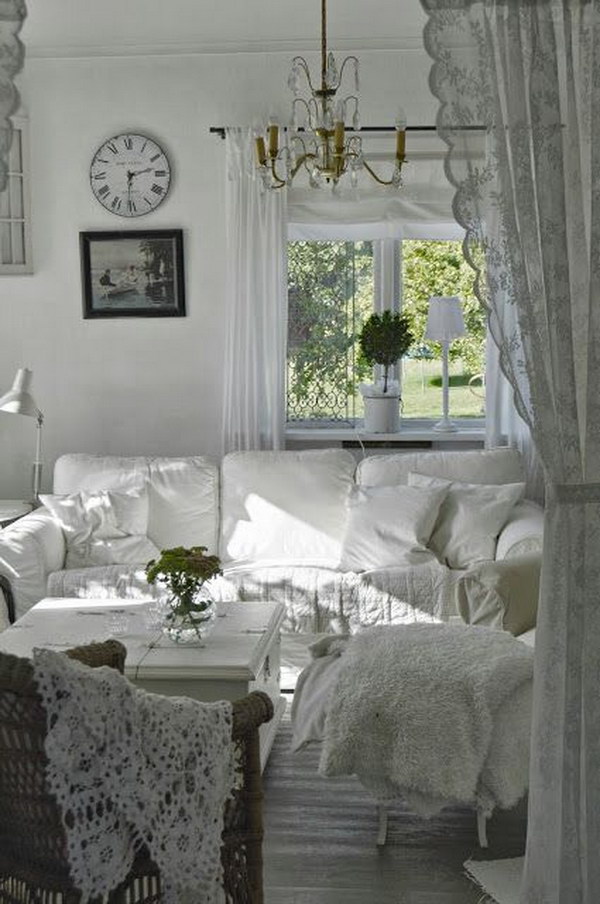 Shabby Chic White Living Room  