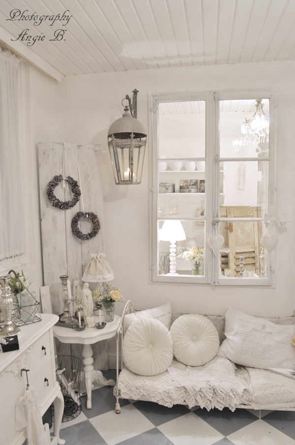 Shabby Chic Vintage White Living Room