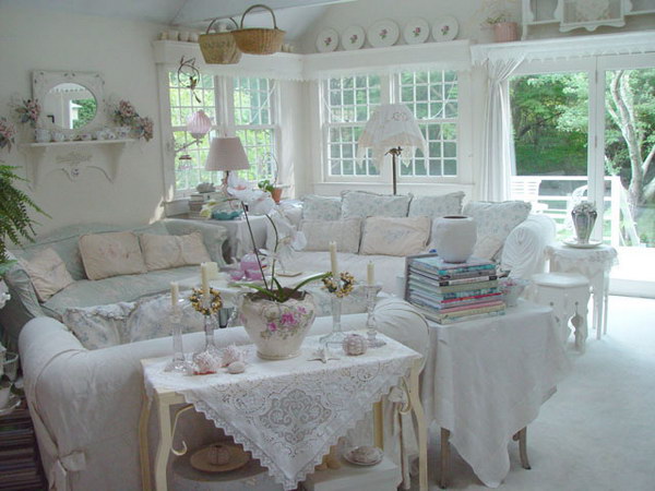 White Shabby Chic Living Room Decor 