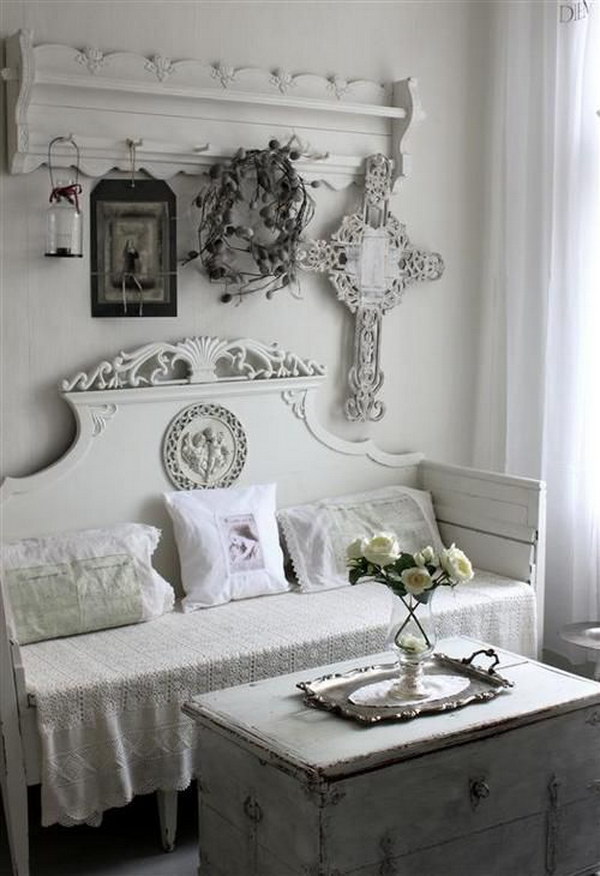 White in White Shabby Chic Living Room 