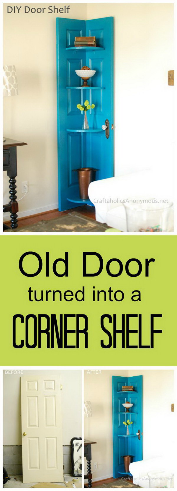 DIY Corner Door Shelf. 