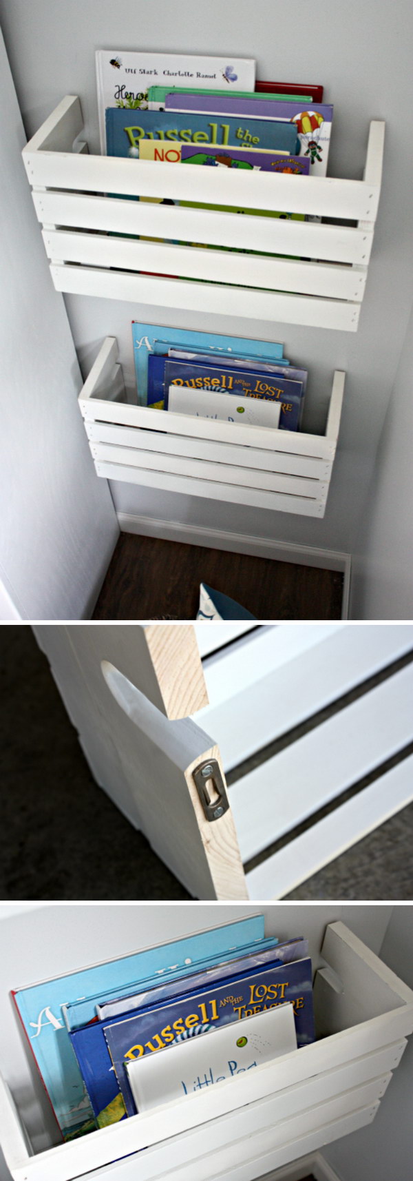 DIY Crate Book Shelves. 