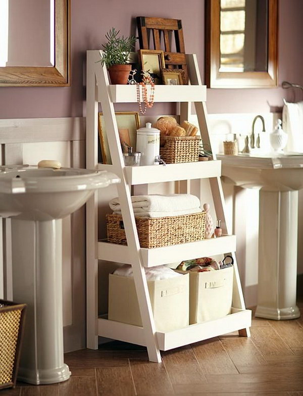 DIY Bathroom Storage Shelves. 